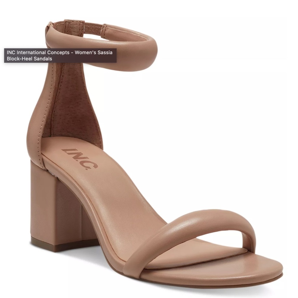 INC Nude Block Heel Sandals